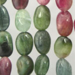 Multicolored polished gemstone bead strands