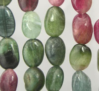Multicolored polished gemstone bead strands