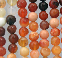 Close-up of multicolored agate bead strands