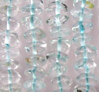 String of translucent aquamarine glass rondelle beads
