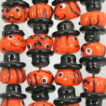Smiling Pumpkin Glass Beads