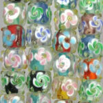 Cube Floral Glass Beads