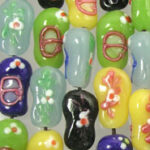 Shoe Glass Beads with Flowers