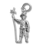 Silver soldier pendant charm holding spear