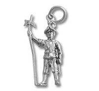 Silver soldier pendant charm holding spear
