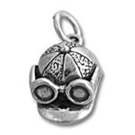 Silver aviator helmet charm pendant