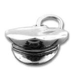 Shiny silver hat charm with loop