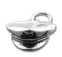 Shiny silver hat charm with loop