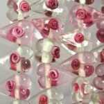 Pink and Clear Rose Heart Glass Beads