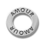 Silver circular pendant engraved with AMOUR
