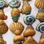 Brown and Blue Seashell Glass Beads