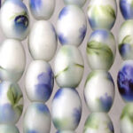 Oval Shaped Flower Style Glass Beads