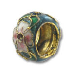 Teal Cloisonne Flower Spacer Bead