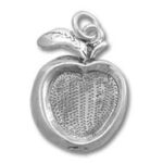 Silver apple pendant charm with textured center