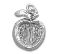 Silver apple pendant charm with textured center