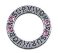 Silver SURVIVOR ring charm with pink gems