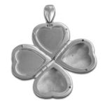 Silver four-heart clover locket pendant