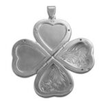 Silver four-leaf heart-shaped pendant locket