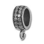 Textured silver bead charm with small loop