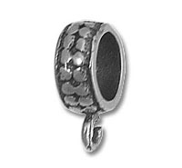 Textured silver bead charm with small loop