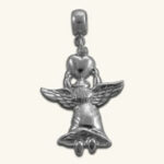Angel Holding Heart Silver Pendant