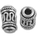 Antique silver barrel spacer beads with filigree