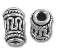 Antique silver barrel spacer beads with filigree