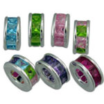 Princess Cut Cubic Zirconia Spacer Bead