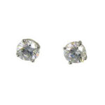 6mm Round Cubic Zirconia Silver Post Earrings