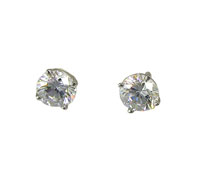 6mm Round Cubic Zirconia Silver Post Earrings