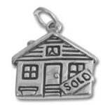 Silver house charm pendant with SOLD sign