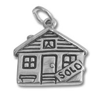 Silver house charm pendant with SOLD sign