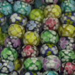 Multi Color Flower Design Lampwork Glass Beads