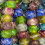 Multi Color Swirl Design Lampwork Glass Beads