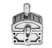 Silver treasure chest pendant charm