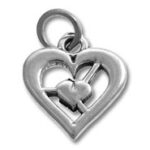 Silver heart pendant with nested hearts