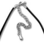 Black cord choker with silver extension chain