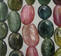 Multicolored polished oval gemstone beads