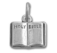 Silver Holy Bible pendant charm