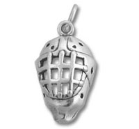 silver hockey goalie mask pendant