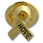 Gold awareness ribbon pin with HOPE