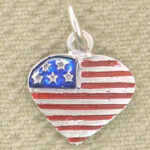 Enamel heart-shaped American flag charm