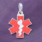 Silver Red Enamel Medical ID Charm