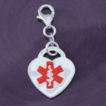Red Enamel Heart Medical ID Charm