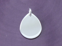 Blank teardrop silver pendant on purple background