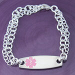 Pink Stainless Steel Medical ID Bracelet