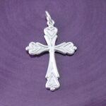 Silver Polished Heart Cross Charm