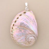 Pink iridescent abalone shell pendant