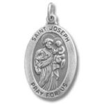 Silver oval Saint Joseph prayer medal