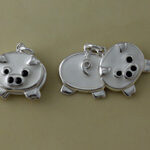 White Enamel Moveable Pig Charm